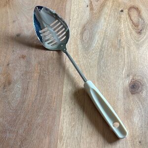 Androck Canada Stainless Steel Slotted Serving Spoon with Cream Handle